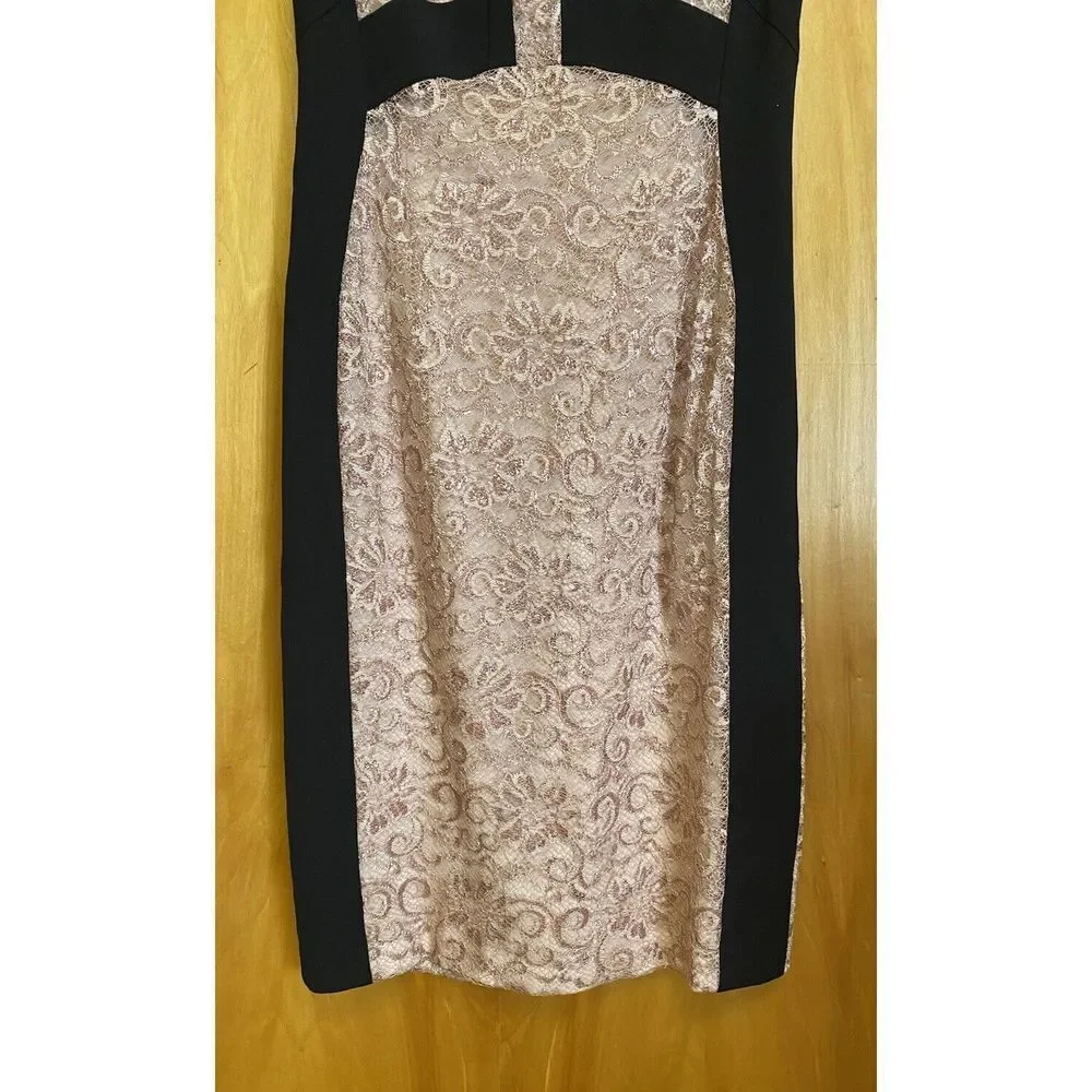 Ivanka Trump Dress Womens 2 Pink Black Sleeveless Metallic - Picture 9 of 9